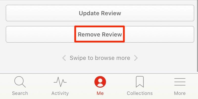 Open the Yelp app, tap Me, select Reviews, and open the menu beside your review. Choose Remove Review and follow the confirmation prompts.