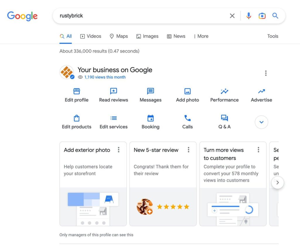 Finding your Google Business Profile by searching my business