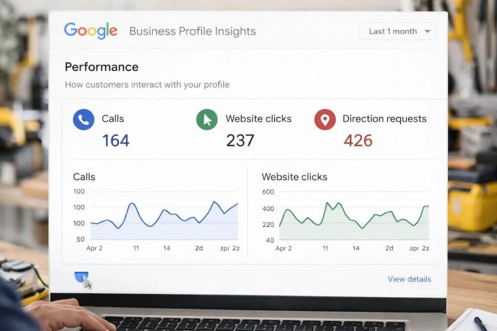 Google Business Profile and Search Console reports for local SEO tracking