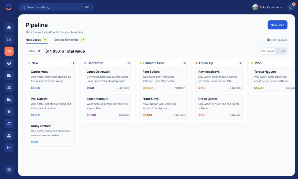Moves inquiries into a free crm