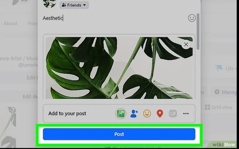 Click the prominent blue "Post" button at the base of the window to distribute the assets across the network