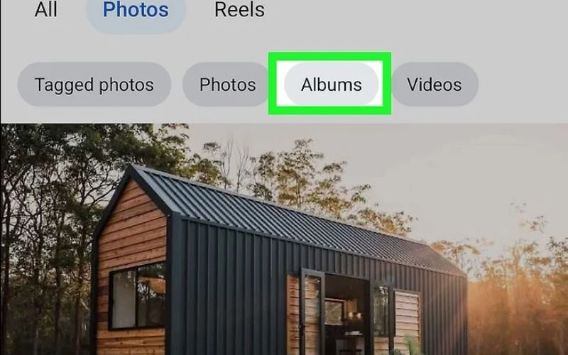 Look at the top horizontal menu bar and switch to the "Albums" tab