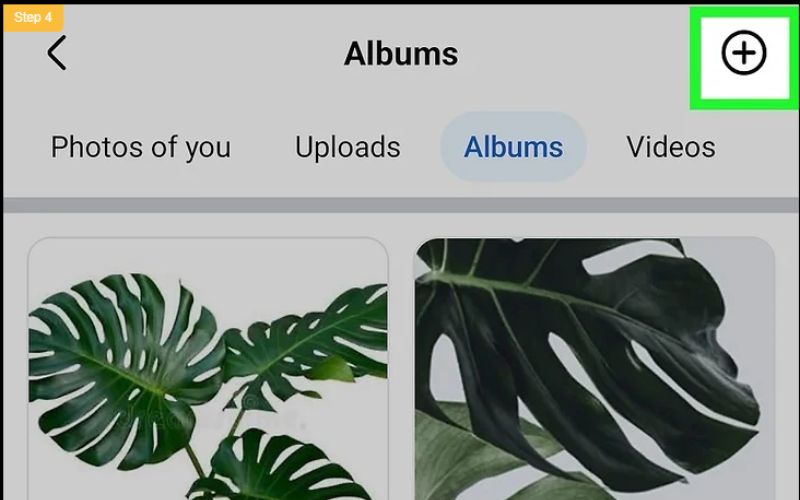 Tap the "Create Album" box, which is indicated by a plus symbol