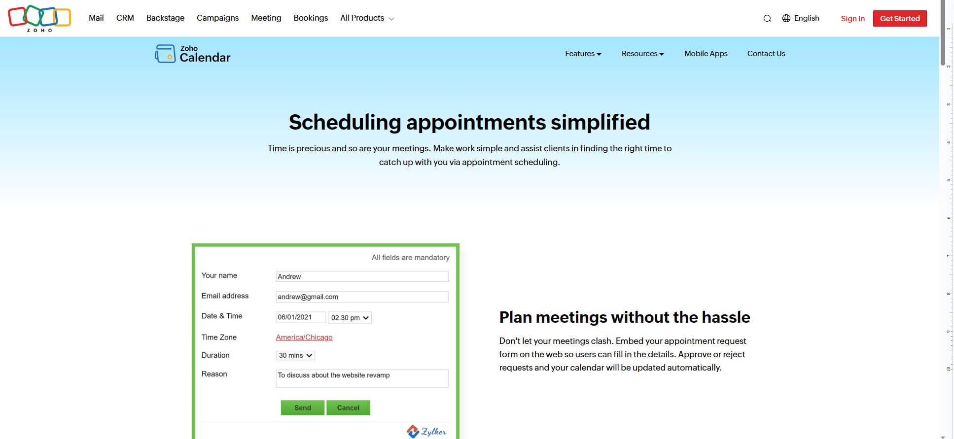 Zoho Bookings